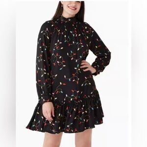 Kate Spade Black Dress with Multicolor christmas light design